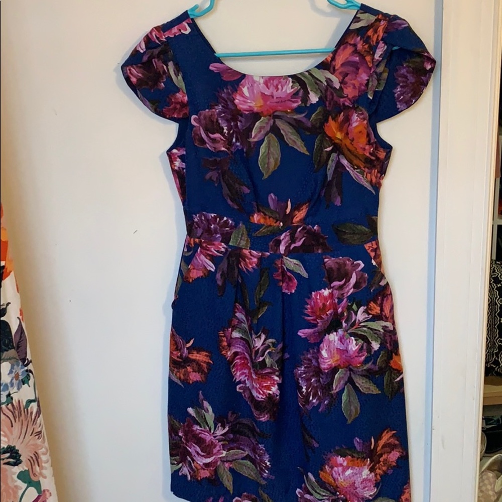 Anthropologie satin floral dress